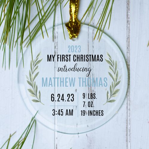 Personalized My First Christmas Baby Boy Christmas Ornament