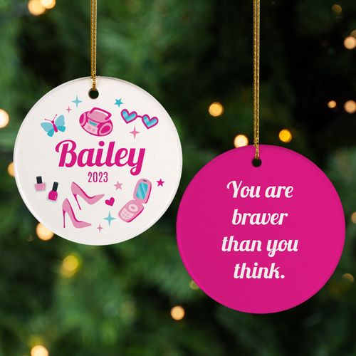 Personalized Girly Icons Christmas Ornament