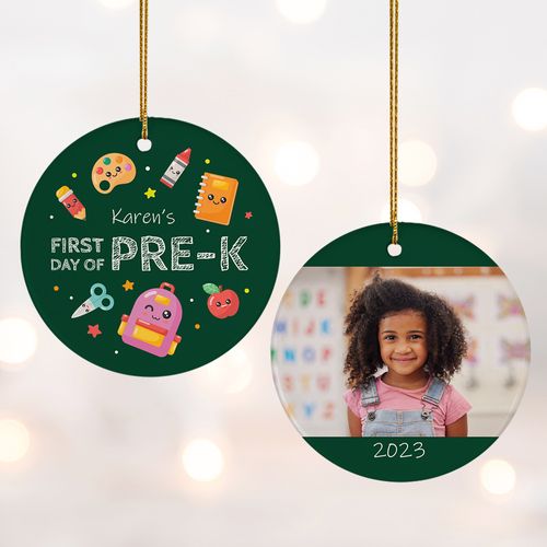 Personalized First Day Pre-K Christmas Ornament