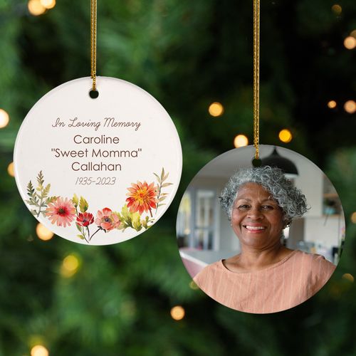 Personalized Floral Memorial Christmas Ornament