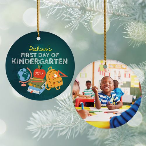 Personalized First Day Kindergarten Christmas Ornament