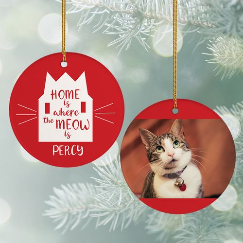 Personalized Home is Where the Meow is Christmas Ornament