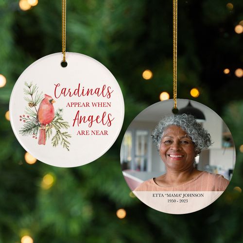 Personalized Cardinals Appear When Angels are Near Christmas Ornament