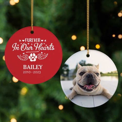 Personalized Furever in Our Hearts Pet Christmas Ornament