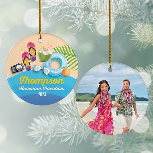 Personalized Beach Vacation Photo Christmas Ornament
