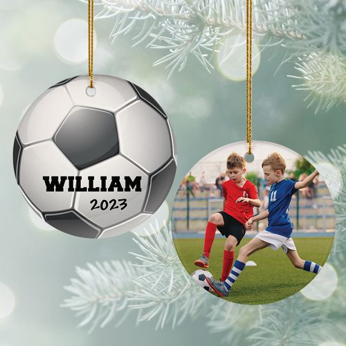 Personalized Soccer with Photo Christmas Ornament
