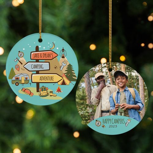 Personalized Happy Campers Photo Christmas Ornament