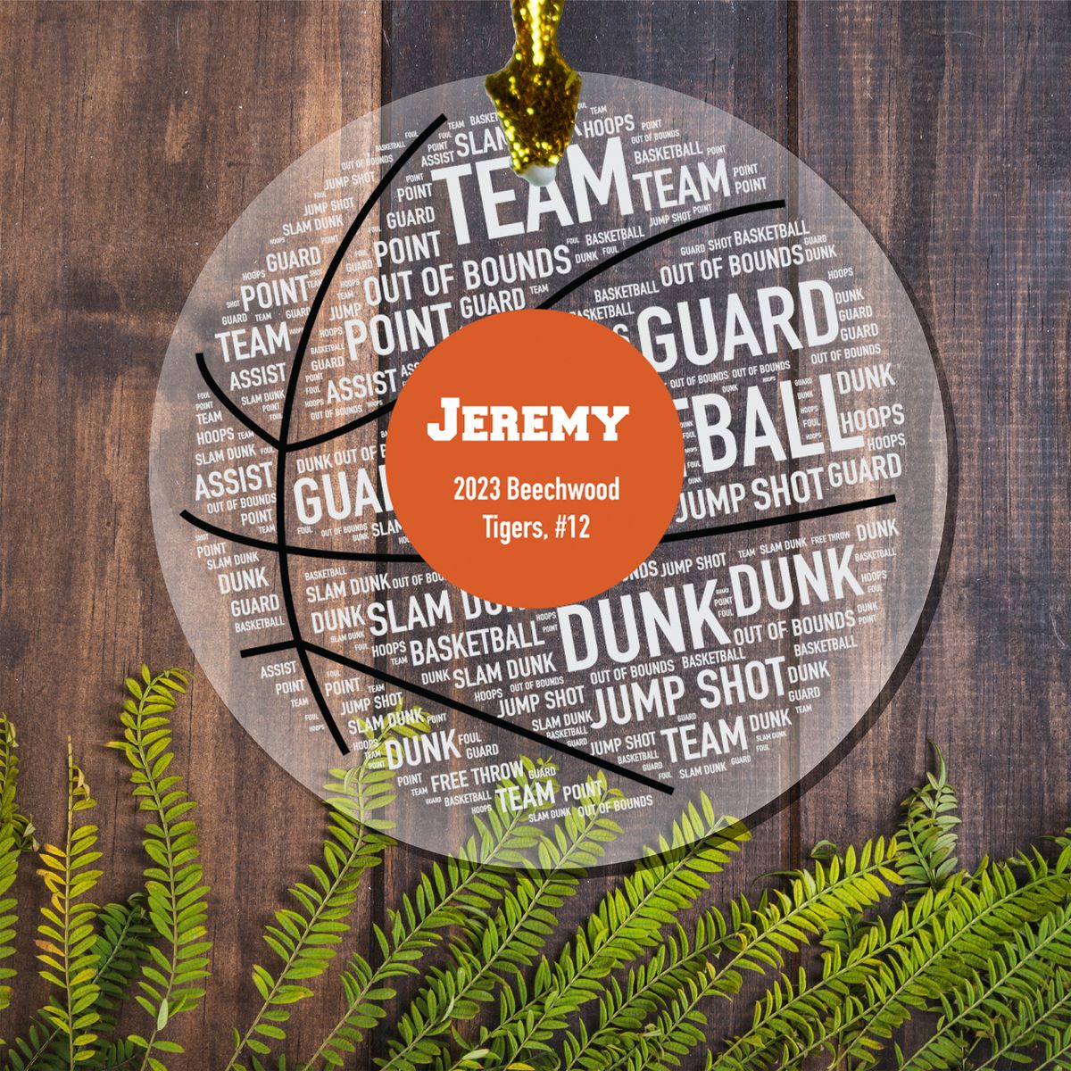 Personalized Basketball Word Cloud Christmas Ornament