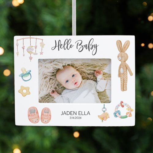 Personalized Hello Baby Picture Frame Photo Ornament