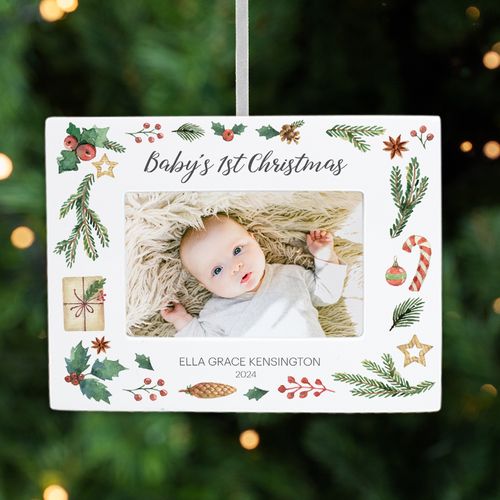 Personalized Babies First Christmas Picture Frame Photo Ornament