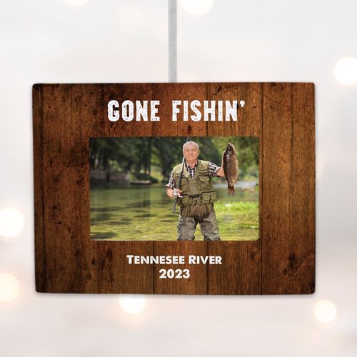 Personalized Gone Fishin Picture Frame Photo Ornament