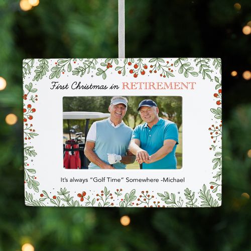 Personalized Retirement Picture Frame Christmas Ornament