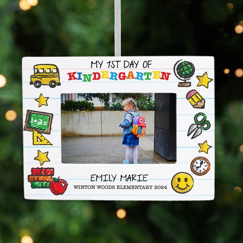 Personalized First Day of Kindergarten Picture Frame Christmas Ornament