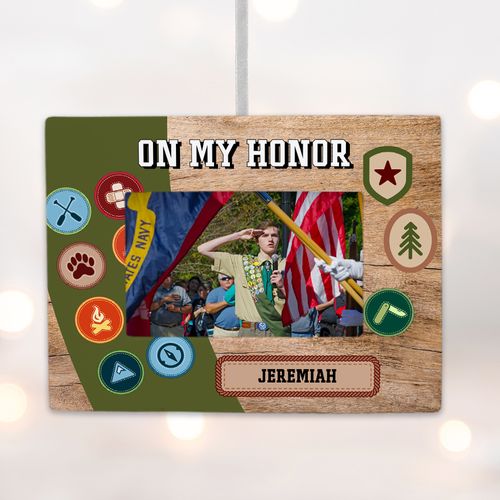 Personalized Boy Scouts Picture Frame Photo Ornament