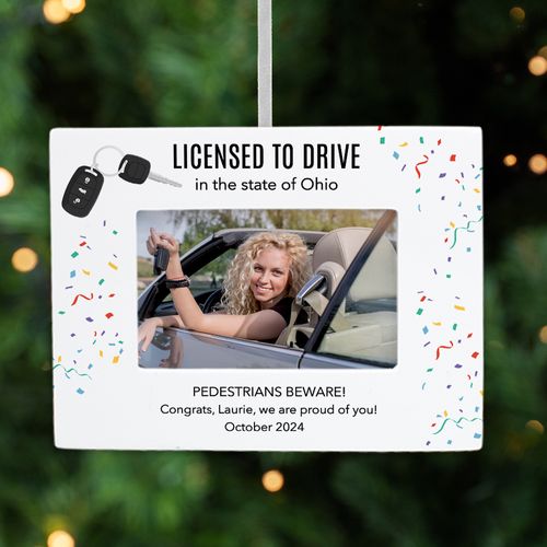 Personalized New Driver Picture Frame Christmas Ornament