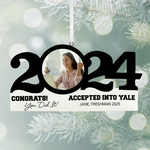 Personalized Dated College Acceptance Christmas Ornament