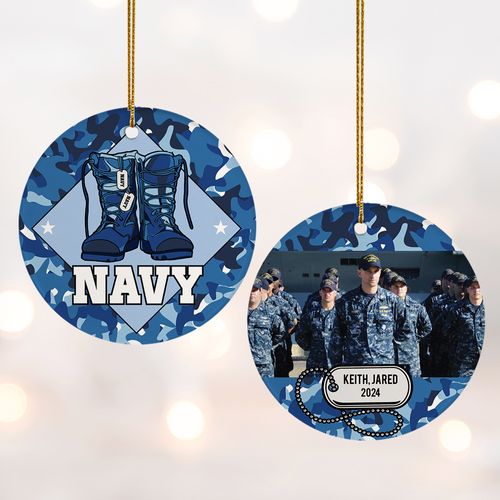 Personalized Navy Christmas Ornament