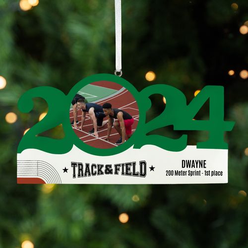 Personalized Dated Track and Field Christmas Ornament