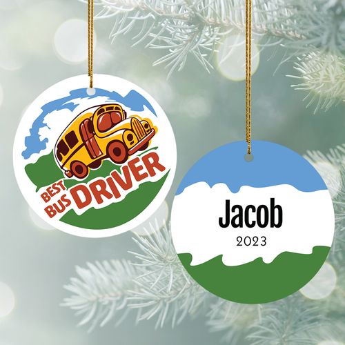 Personalized Bus Driver Christmas Ornament