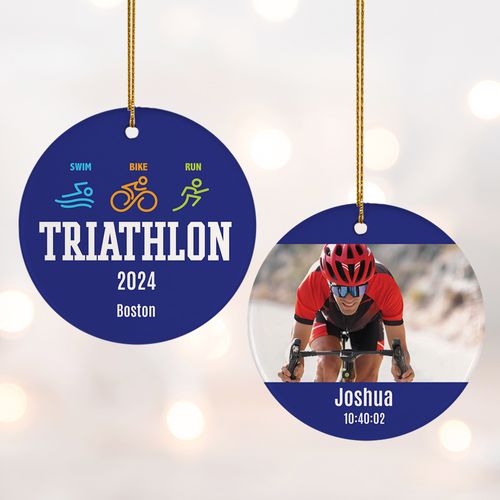 Personalized Triathlon Photo Christmas Ornament