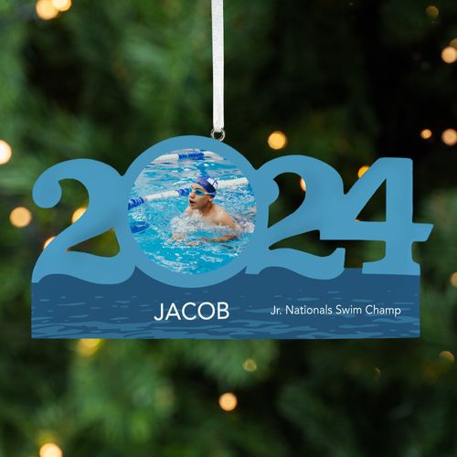 Personalized Dated Swimming Christmas Ornament