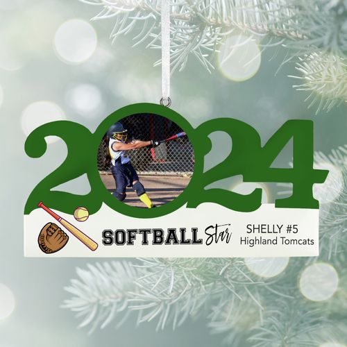 Personalized Dated Softball Christmas Ornament