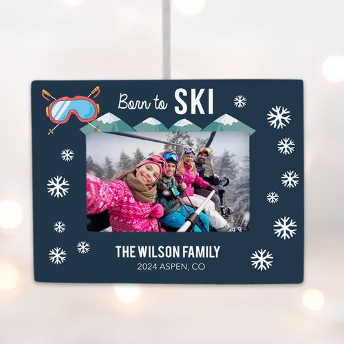 Personalized Skiing Picture Frame Photo Ornament