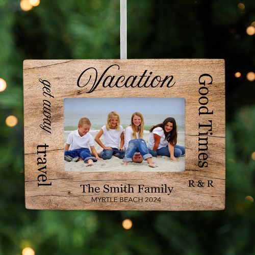 Personalized Family Vacation Picture Frame Photo Ornament