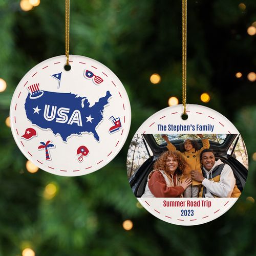 Personalized USA Christmas Ornament