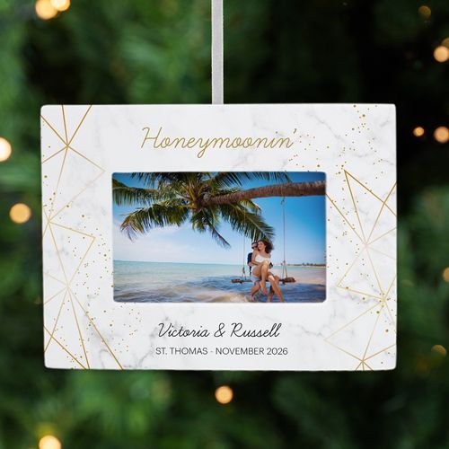 Personalized Honeymoon Picture Frame Christmas Ornament