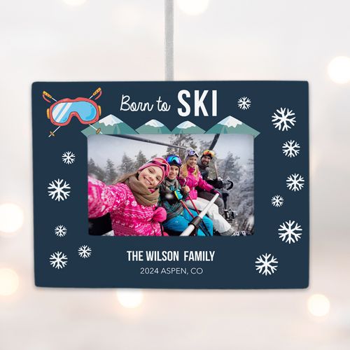 Personalized Skiing Picture Frame Photo Ornament