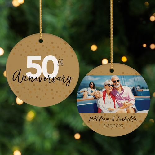 Personalized 50th Anniversary Photo Christmas Ornament