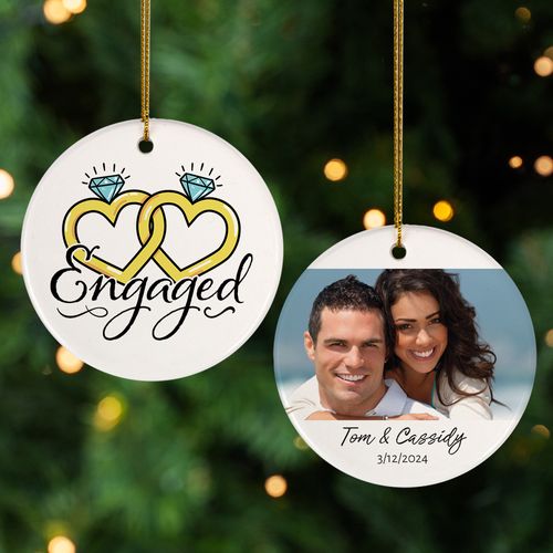 Personalized Engagement Photo Christmas Ornament