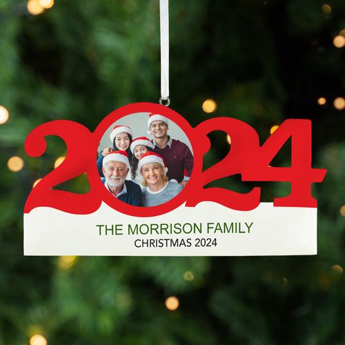 Personalized Happy Holidays Family with Photo Christmas Ornament