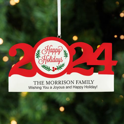 Personalized Happy Holidays Family Christmas Ornament