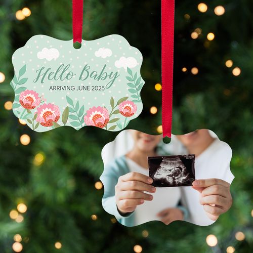 Personalized Hello Baby Sonogram Christmas Ornament