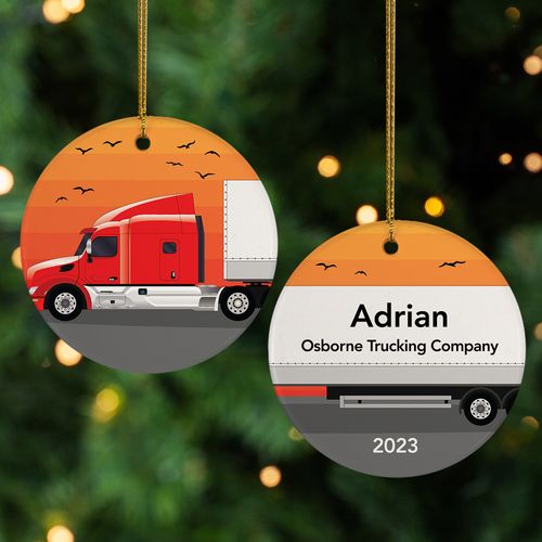 Personalized Semi Truck Christmas Ornament