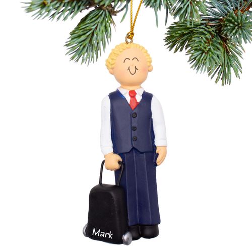 Personalized Flight Attendant, Businessman, Traveler Christmas Ornament