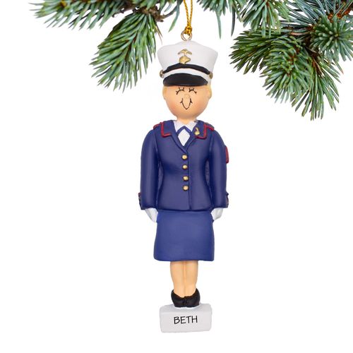 Personalized Marine Female Christmas Ornament