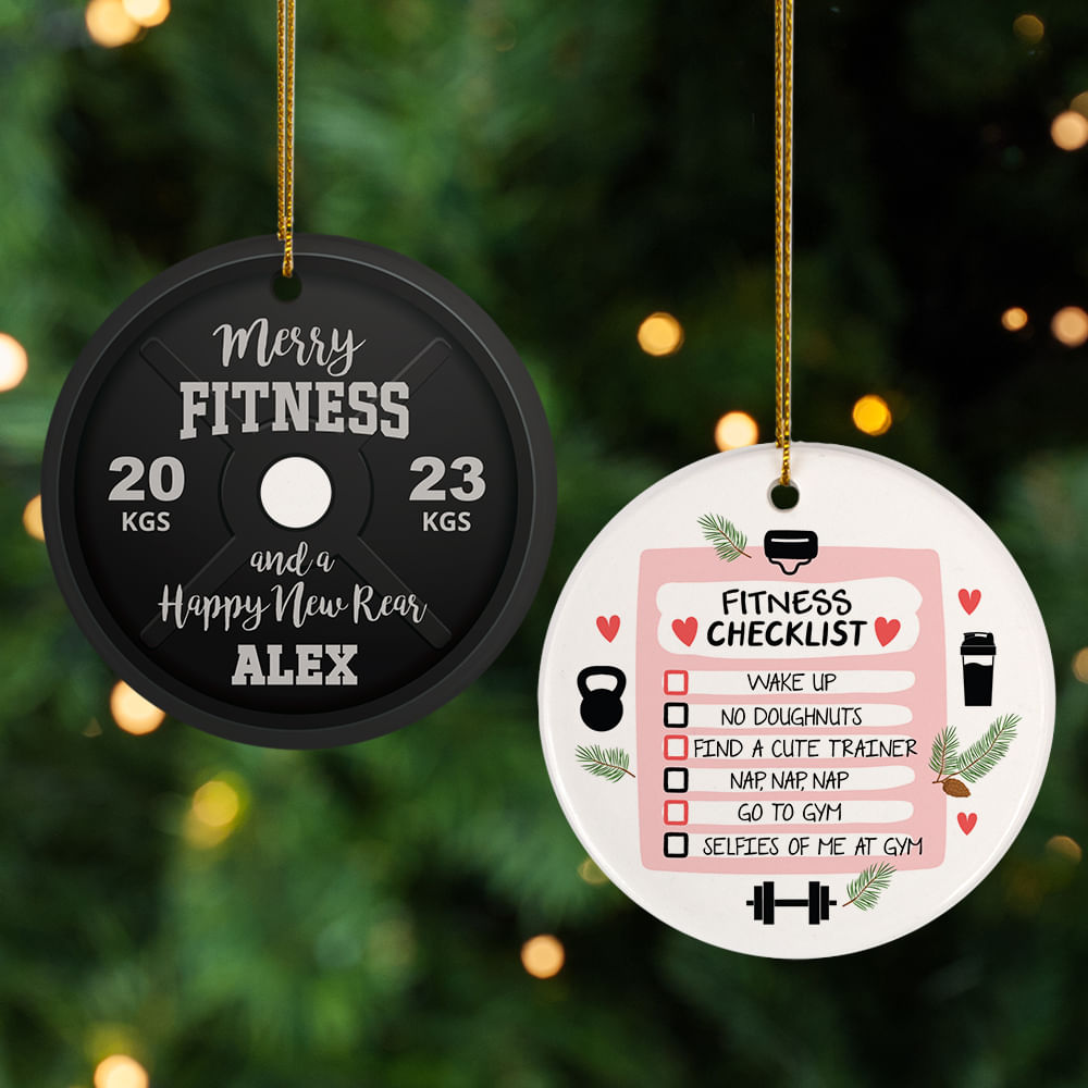 Personalized Merry Fitness Christmas Ornament - Personalized Christmas ...