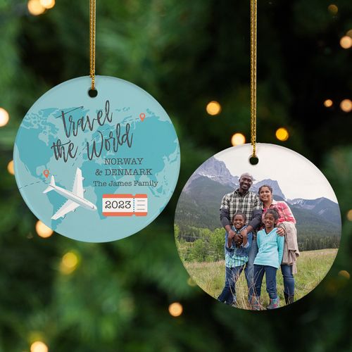 Personalized Travel the World Christmas Ornament