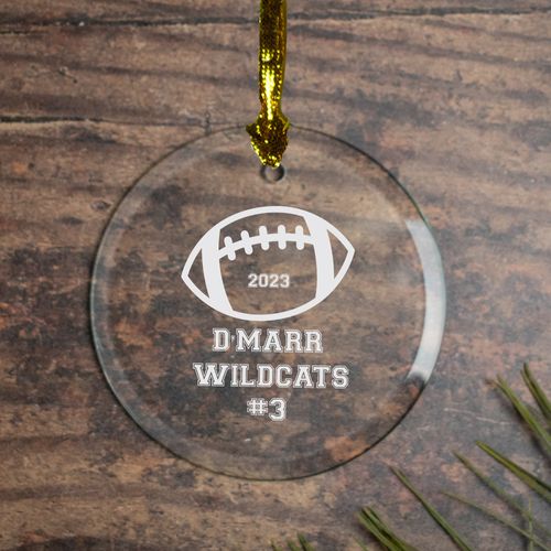 Personalized Football Glass Christmas Ornament