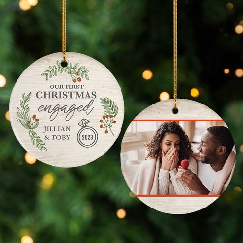 Personalized First Christmas Engaged Christmas Ornament