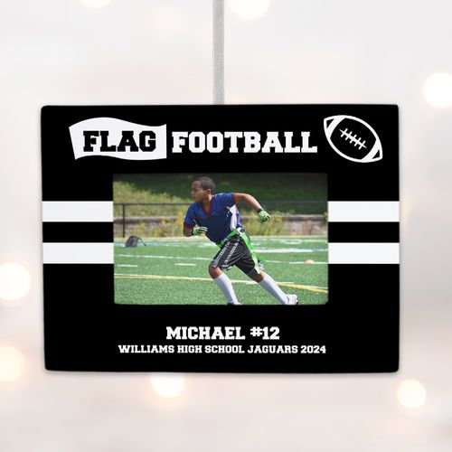 Personalized Flag Football Picture Frame Photo Ornament