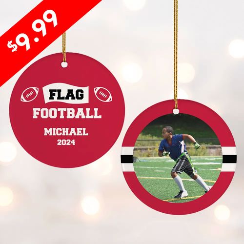 Personalized Flag Football Christmas Ornament