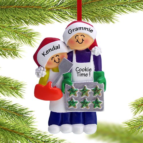 Personalized Baking Cookies with Grandma or Mom (1 Child) Christmas Ornament