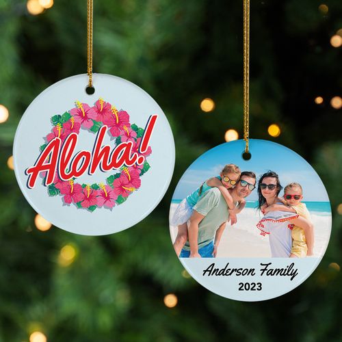 Personalized Aloha Photo Christmas Ornament