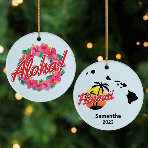 Personalized Aloha Christmas Ornament