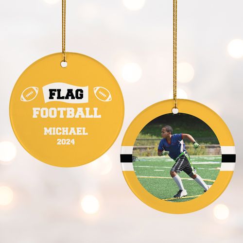 Personalized Flag Football Christmas Ornament