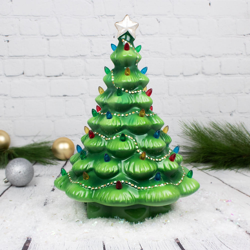 Lenox Treasured Traditions Green Porcelain Lit Tree